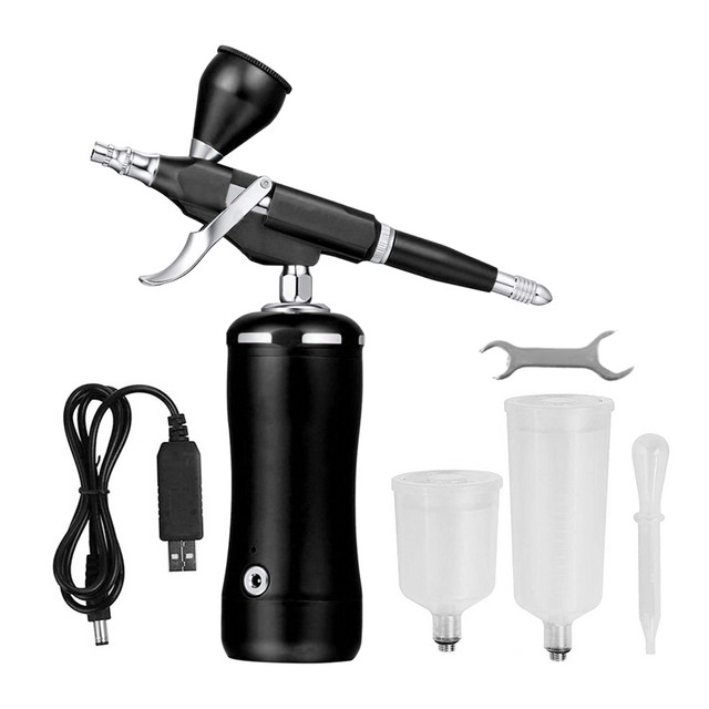 Portable Airbrush Kit 0.3mm 7cc Gravity Feed Airbrush with